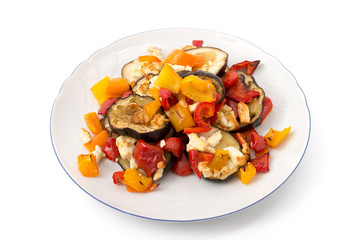 Auberginen und Paprika mit Feta gebacken