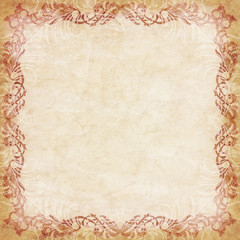 Old paper with floral frame