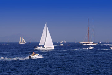 Obraz na płótnie Canvas many sail boats on the sea