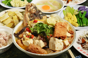 Fish head casserole on the table      