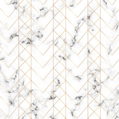 Modern minimalist white marble texture with gold geometric lines pattern. Background for designs banner, card, flyer, invitation, party, birthday, wedding, placard, magazine