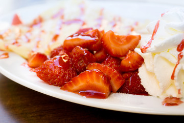 Homemade french crepe on the table