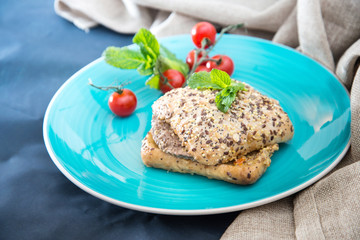 French burger with sauce mustards