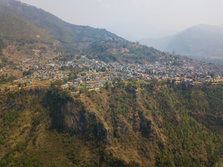 Obraz premium Aerial view of Kusma in Parbat district, Nepal