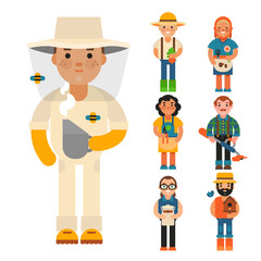 Farmer character man agriculture person profession rural gardener worker farming people vector illustration.