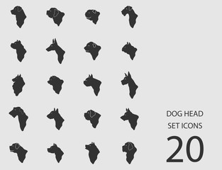 Dog head set of flat icons. Vector illustration
