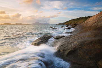 Sunset on sea coast