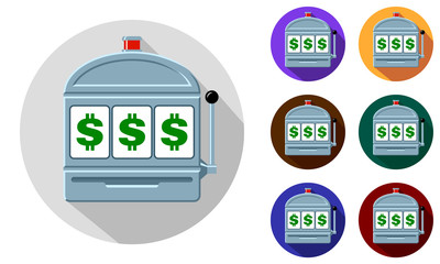 Dollar slot machine icon set