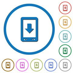Mobile scroll down icons with shadows and outlines