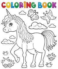 Coloring book happy unicorn topic 1 © Klara Viskova