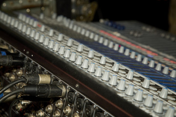 Sound control panel. Sliders close-up