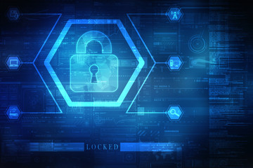 2d illustration Safety concept: Closed Padlock on digital background