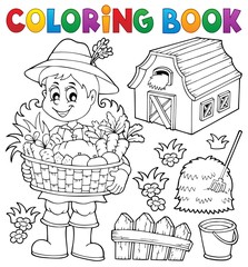Coloring book woman farmer theme 1