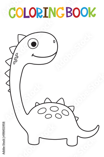 Cute Dino Coloring Book Vector Illustration