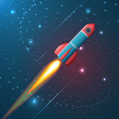 A rocket flying in space