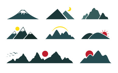 Vector set of mountain on white background. Easy editable layered vector illustration.