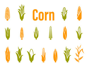 Corn icons. Vector illustration isolated on white background.