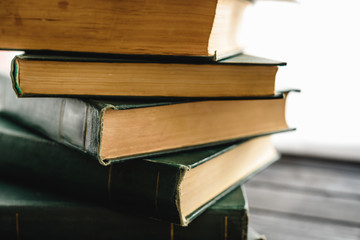 copy space old books one at a time, rest during work, coffee break, fashion reading books