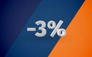 3D sale illustration with percentage, vector