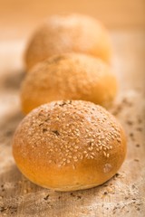 Assorted products breads on wooden table