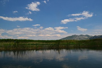 Clouds and sky reflection at the river/ landscape nature photography