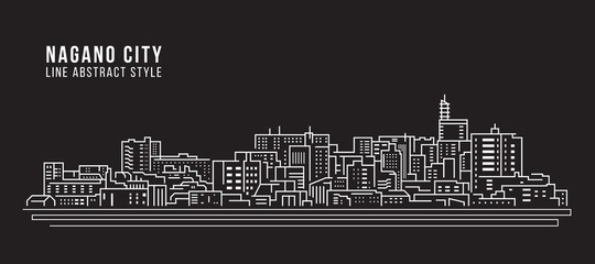 Cityscape Building Line art Vector Illustration design - Nagano city