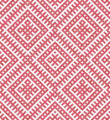Seamless traditional Russian and slavic ornament.Four-color palette of raspberry in random order