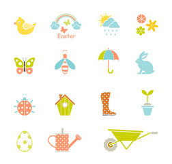 Fototapeta premium Easter colored icons.