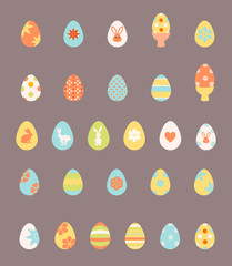 Fototapeta premium Easter eggs icons.