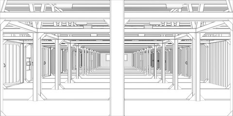 3d illustration of industrial interior