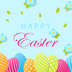 Happy Easter festive card. Easter card with egg. Creative 3D eggs with pattern. Vector illustration