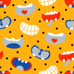 Vector seamless background pattern with cute monster smiles