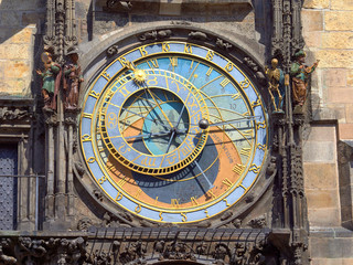 The famous Astronomical clock in the centre of the old town in Prague in the Czech Republic.
