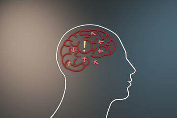 Human brain and thinking, ideas and ideas,Exclamation mark