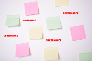 Stickers on the wall with the inscriptions:GOVERNANCE