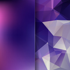 Background of purple, white geometric shapes. Blur background with glass. Mosaic pattern. Vector EPS 10. Vector illustration