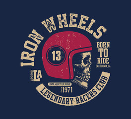 Fototapeta premium Motor skull. Vintage design biker.