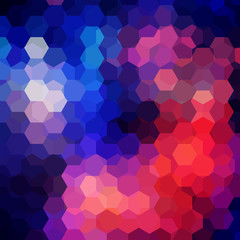 Background made of red, blue, black hexagons. Square composition with geometric shapes. Eps 10