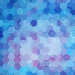Fototapeta na wymiar Vector background with blue, purple hexagons. Can be used in cover design, book design, website background. Vector illustration