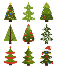 Big Set Christmas Tree Symbols With Without Decor