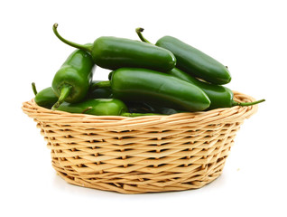 Green Hot Pepper on white background