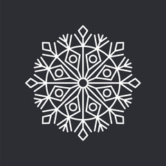 Snowflake Crystal on Black Vector Illustration