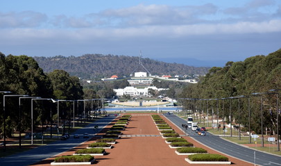 Canberra, Australia - March 10, 2018. Anzac Parade running from The Australian War Memorial in...