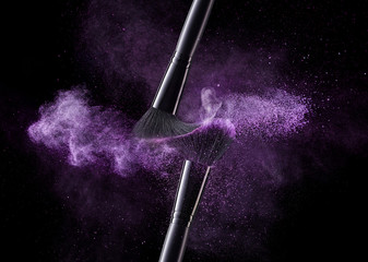 Cosmetic Brushes And Explosion Colorful Powders.