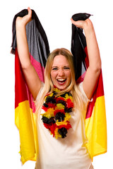Junger Fussballfan jubelt