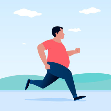 Running man. Vector illustration in flat style