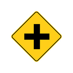 USA traffic road sign.a four-way intersection ahead . vector illustration