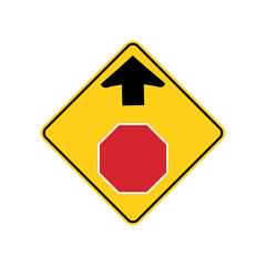 USA traffic road sign.warning that a stop sign is ahead. vector illustration