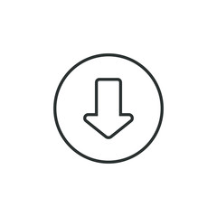 Black and white round download icon