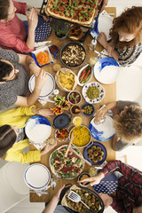 Vegetarian friends at the table